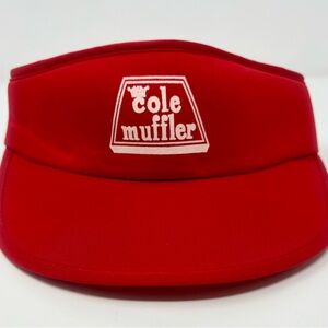 Vintage Cole Muffler Red  Strapback Visor Puffy Print 80s 90s